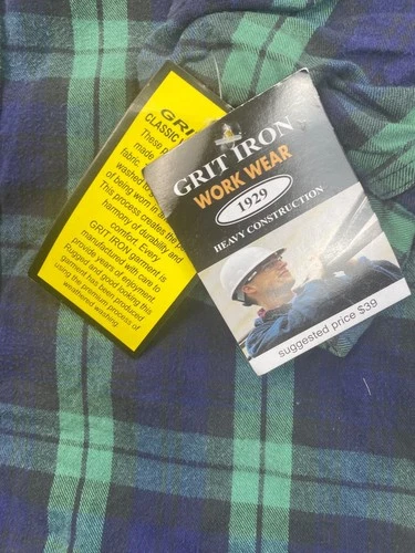 Grit Iron Workwear Jacket Men Medium Tartan Plaid Fleece Flannel Shacket NWT image 7