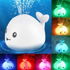 Baby Cute Cartoon Whale Floating Spraying Water Bath Toys With Light Music LED L