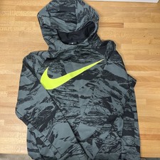Boys Nike Dri Fit Pullover Hoodie Size Medium Black/Gray Camo, Front Pocket