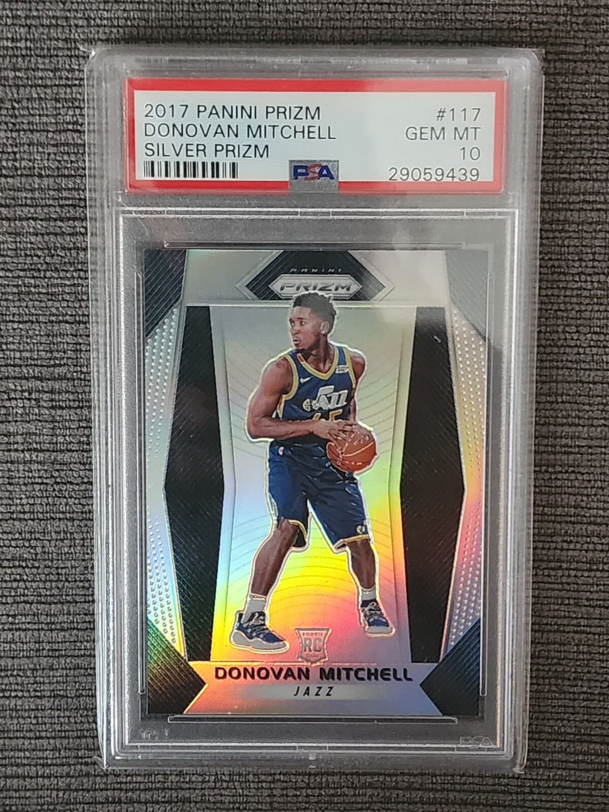 2017-18 Panini Prizm Silver Prizm 117 Donovan Mitchell RC Rookie PSA 10 Gem Mint