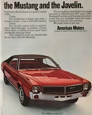 9 + pgs: LIFE size ads 1968, 1969 AMC JAVELIN SST, + GoodYear Wide Boots GT ad