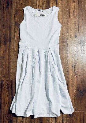 STYLEWORLD White Summer Dress Casual Sleeveless Cotton A Line Medium Midi  Dress | eBay