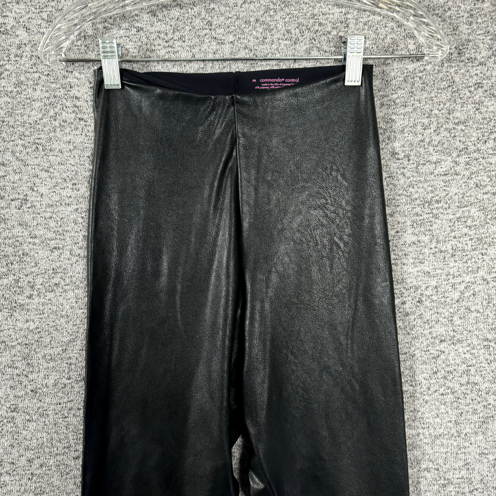 Commando Women's Size Medium Solid Black Faux Lea… - image 3