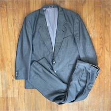 Vintage Mens Gray Sharkskin Suit 46R Blazer 40x29 Pants 1970s Sport Coat Pants