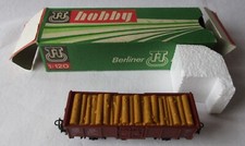 Modelleisenbahn Berliner TT Bahnen offener G&uuml;terwagen Holzladung OVP (168067)