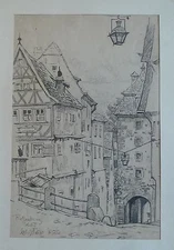 Erich Kux (1882-Berlin 1977) Altstadtgasse-Rothenburg-Bavaria-1920