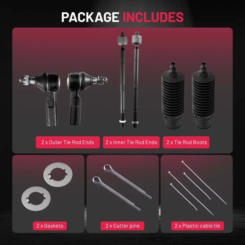 Front Inner Outer Tie Rod End W/ Boots compatible with Toyota Avalon Lexus Es300 - Imagem 3 de 4
