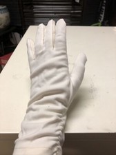 Vintage Ladies Gloves Nylon Size 7 Off White Costume Prop Display Unfinished
