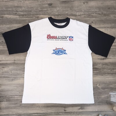 Super Bowl XXXIX Official NFL Coors Light T-shirt Mens Size XL White & Black