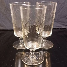 Vintage Mid-Century Cut Glass Footed Iced Tea Tumblers [BB000015}
