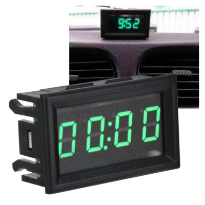 Car LED Electronic Digital Luminous Car Watch Clock Accessory Decor (Green)