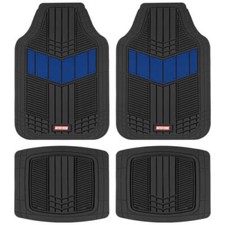 Bdk Heavy Duty Blue Rubber Car Mats Full Set - Universal Trim-to-fit All Weat...