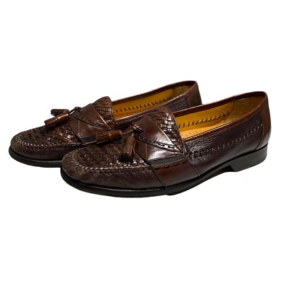 Mezlan Men\'s Basket Weave Leather Tassel Loafers US 9 Shop Basket Weave Leather Tassel Loafers on Sale at  main image 2