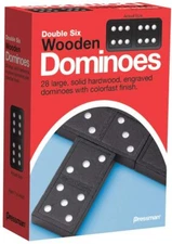 Pressman Toy Double Six Wooden Dominoes, 28 Pieces Wooden Dominoes Six, 5"