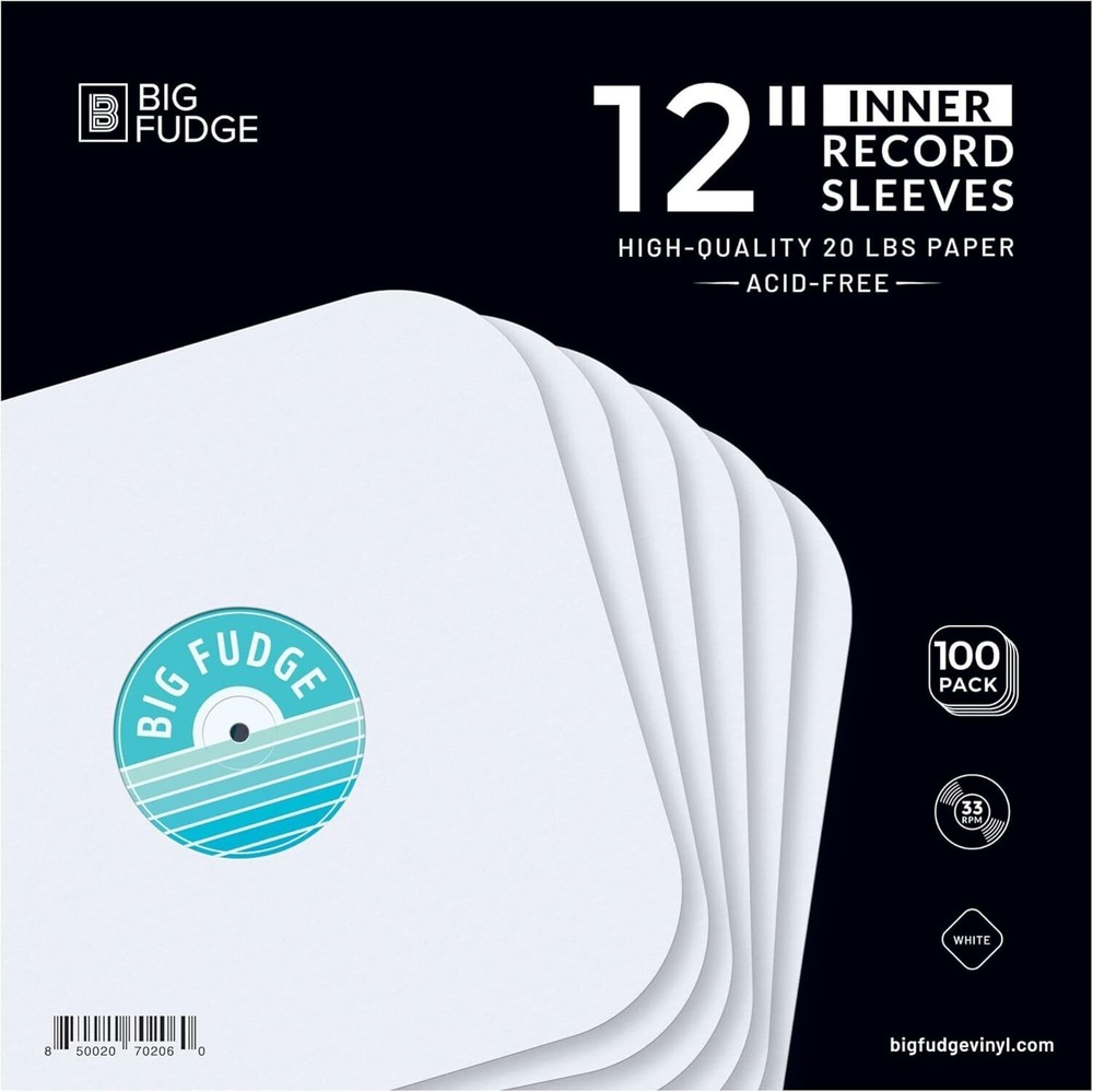 100 Heavyweight Acid-Free Vinyl Record Inner Sleeves for LP Albums