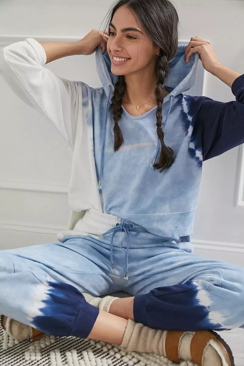 L Space South Swell Tie Dye Hoodie Seven Seas Blue Size S NEW 125
