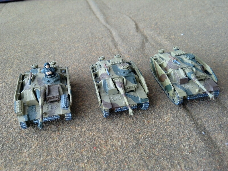 REDUCED! 15mm? painted plastic WWII German StuG Assault Guns x3 