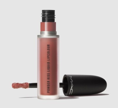 $28 MAC POWDER KISS LIQUID LIPCOLOUR MATTE LIPSTICK SHADE ''OVER THE TAUPE'' NUDE