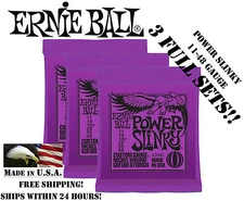 ** 3 SETS! ERNIE BALL POWER SLINKY ELECTRIC GUITAR STRINGS 2220 **