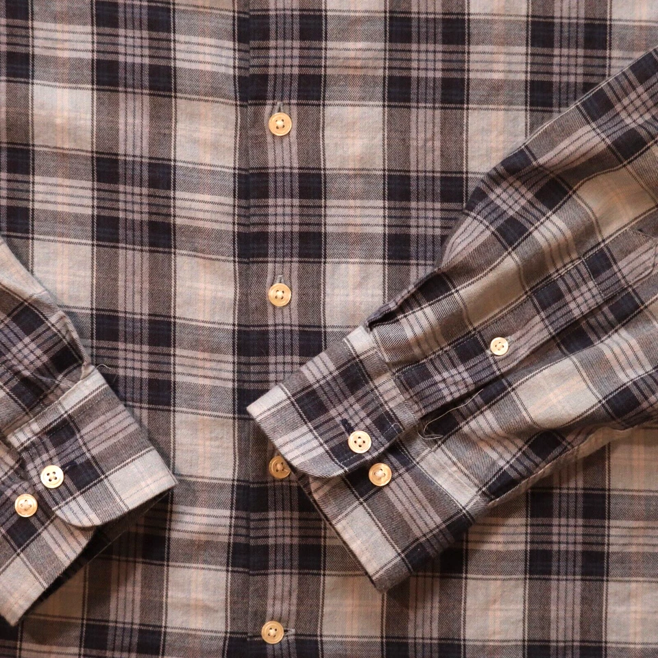 Camisa Joseph Abboud Para Hombre Grande Azul A Cuadros Manga Larga Algodón Abotonado Foto 3 de 4