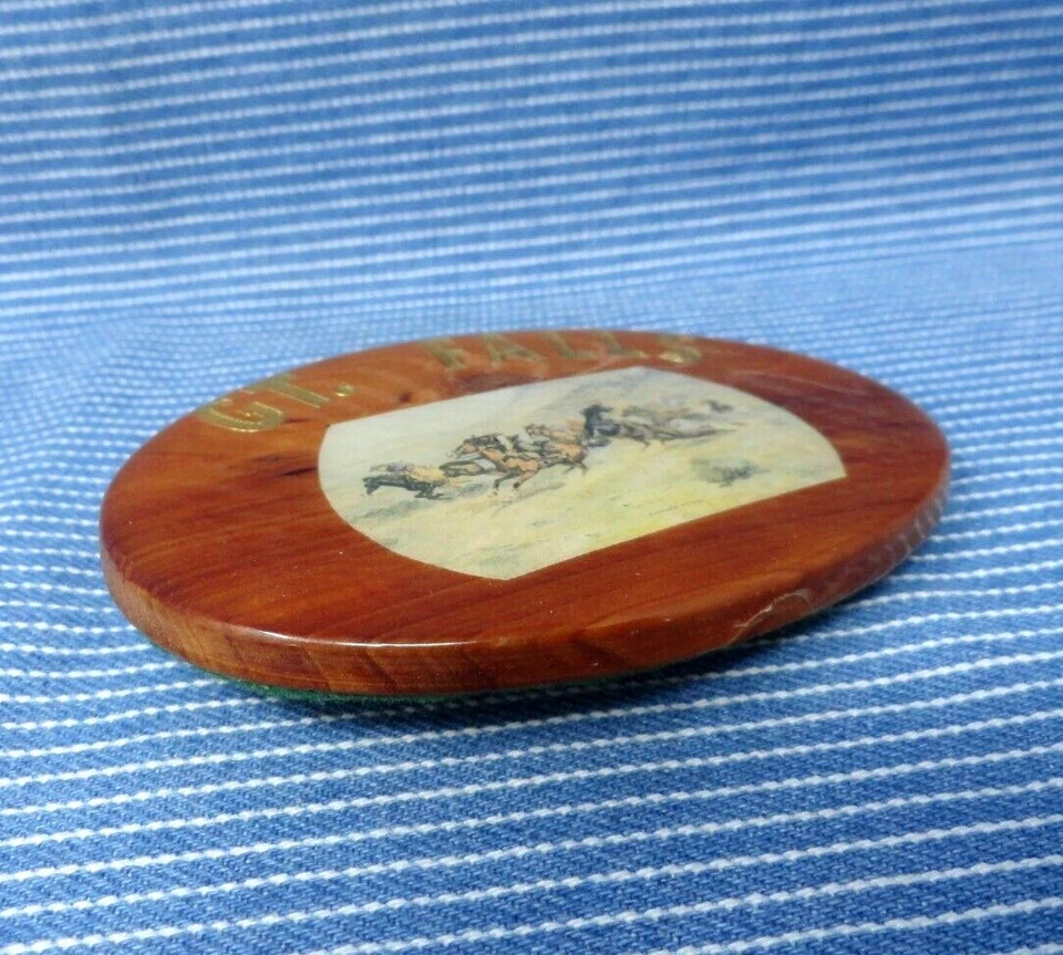 Great Falls Montana 木质皮带扣 复古工匠 JW 民间艺术 手工制作 BMW499 — 第 4/4 张图片