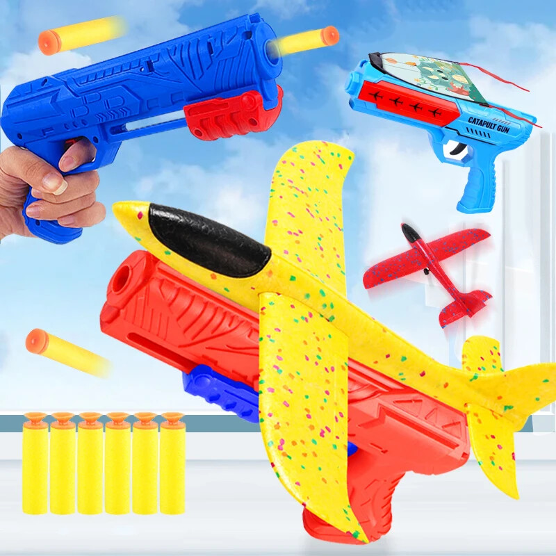2024 Foam Plane Launcher Gun Toy Outdoor Catapult Shooting