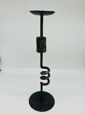 AFRIKA KERZENLEUCHTER METALL UND STEIN MIT GESICHT SIGNIERT H&Ouml;HE 47cm