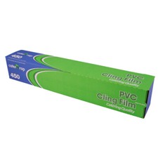 PVC Cling Film Roll - 45cm x 300m Caterwrap Roll with Cutter Box for Catering