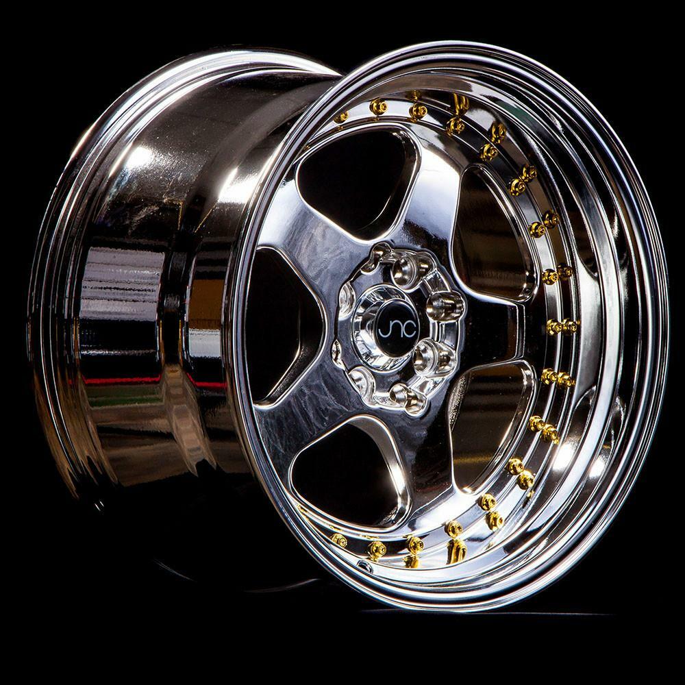 JNC 010 Platinum Gold Rivets 15x9 4x100/4x114.3 +20 Wheel/Rim | eBay