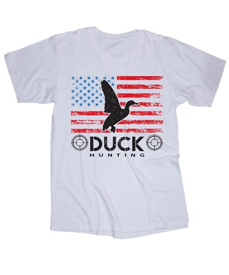 Duck Hunting Target Shotgun American Flag Country white T-shirt