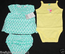 Carters Baby Girl 3 Piece Diaper Cover Set Yellow Green Size 6M new with tags