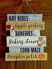 Wooden Fall Decor Wall Sign Rustic Country Autumn Wreath Crafts