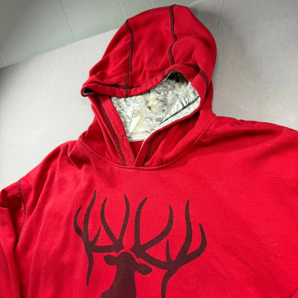 King's Camo Hoodie Mens Large Pullover Elk Red Hunting Deer Buck Rare VTG Pocket - Image 2 of 4