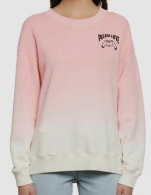 $236 Sandro Women's Pink Ombre Crew-Neck Embroidered Cotton Sweater Sweatshirt 1