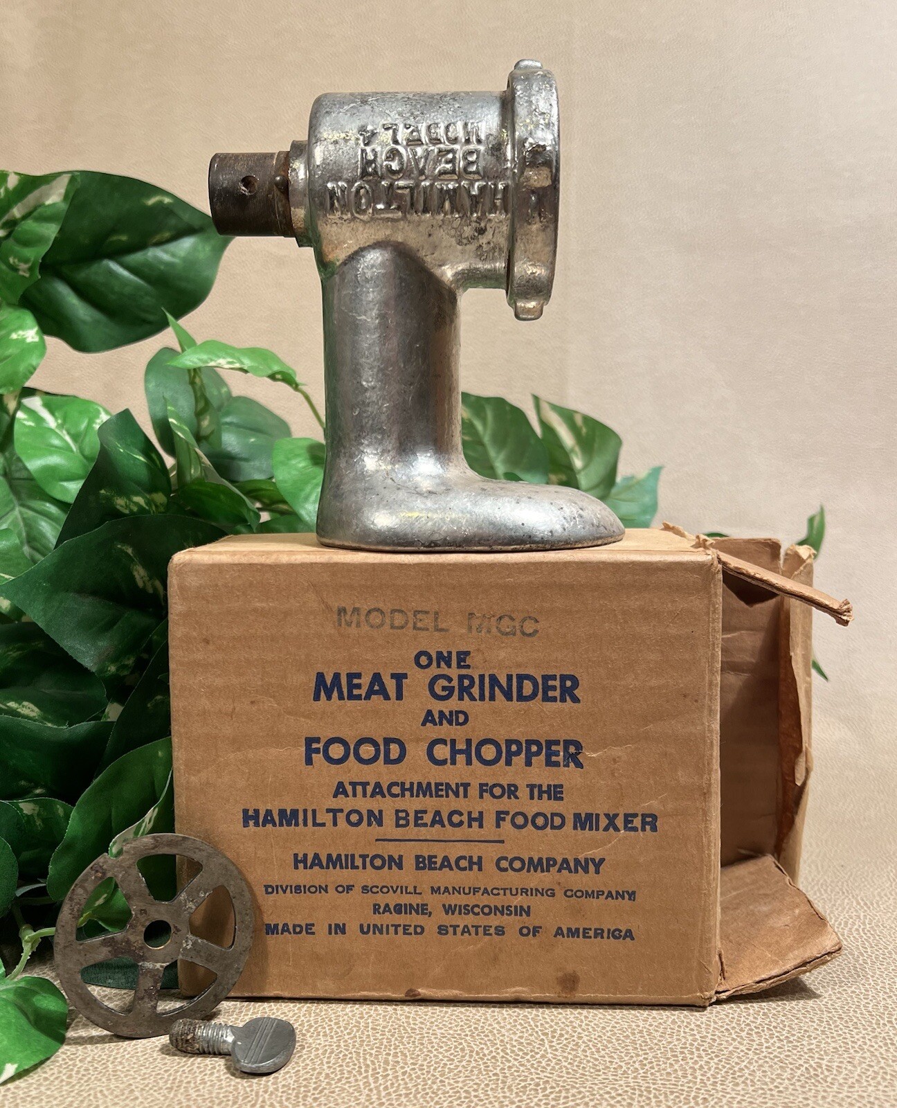 Vintage Hamilton Beach Meat Grinder & Food Chopper Attachment Model 4