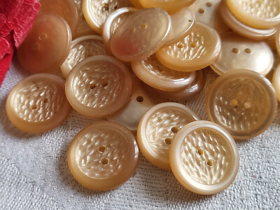 Lot 16 Boutons Vintage Marron Texturé - Diamètre 1,8 Cm - Pour Couture Et Customisation - Occasion
