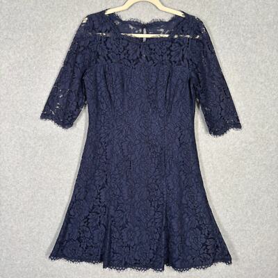 Eliza J Dress Womens Navy Lace Formal Party Cocktail Wedding Flare  Illusion