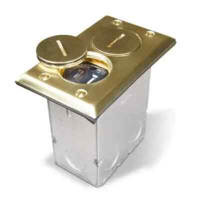 Hubbell RACO Polished Brass Floor Box Kit 15 Amp/125V Tamper Resistant 6500BR-5
