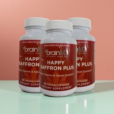3PCS BrainMD Happy Saffron Plus - 90 Capsules - With Saffron Flower Extract