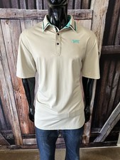 PXG Parsons Extreme Golf SS Tan & Aqua Teal Blue Polo Shirt Size Large