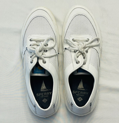 Sperry Top-Sider Men's White Cotton Lace-Up Sneakers US 12