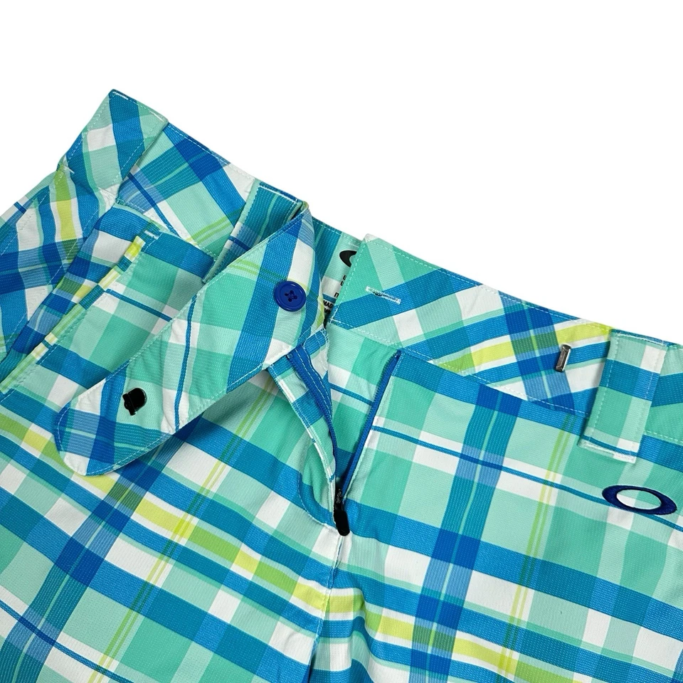 Pantalones cortos de golf Oakley para mujer talla 4 blanco azul verde azulado bermudas a cuadros Foto 3 de 4