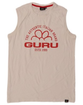 Guru Mens Graphic Vest Top Medium White DE08