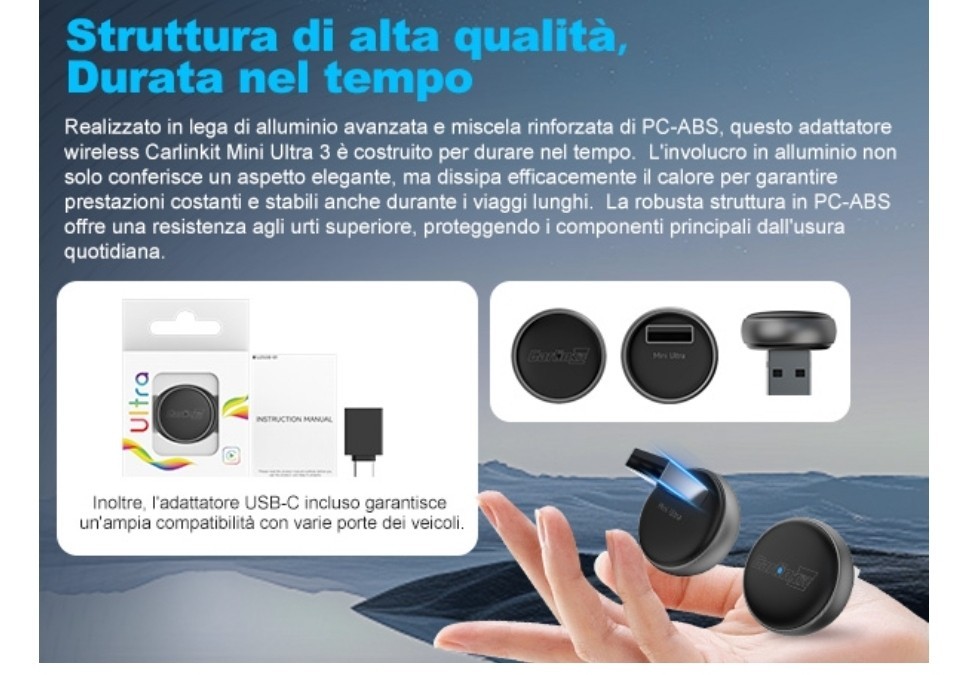CarlinKit Adattatore Wireless per Auto CarPlay e Android, Mini Ultra 3 Conv.... - Miniatura 13