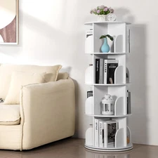 Rotating Bookshelf Tower, 4 Tiers 360 Spinning Book Shelf Revolving Bookcase ...