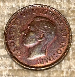 Canada 1946 1 Cent Penny King George VI Maple Leaf Copper Coin