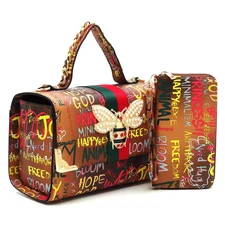 Multi Graffiti Queen Bee Stripe 2-in-1 Boxy Satchel