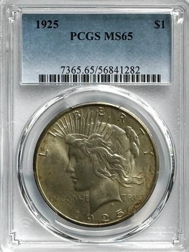 1925 Peace Silver Dollar, MS 65 PCGS, NR.