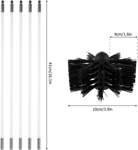 15 Fuß Schornsteinfeger Reinigungsset, 11-teiliges Kanalentlüftungs-Reinigungsbürstenset, 3,9 Zoll Nylon - Bild 6 von 12