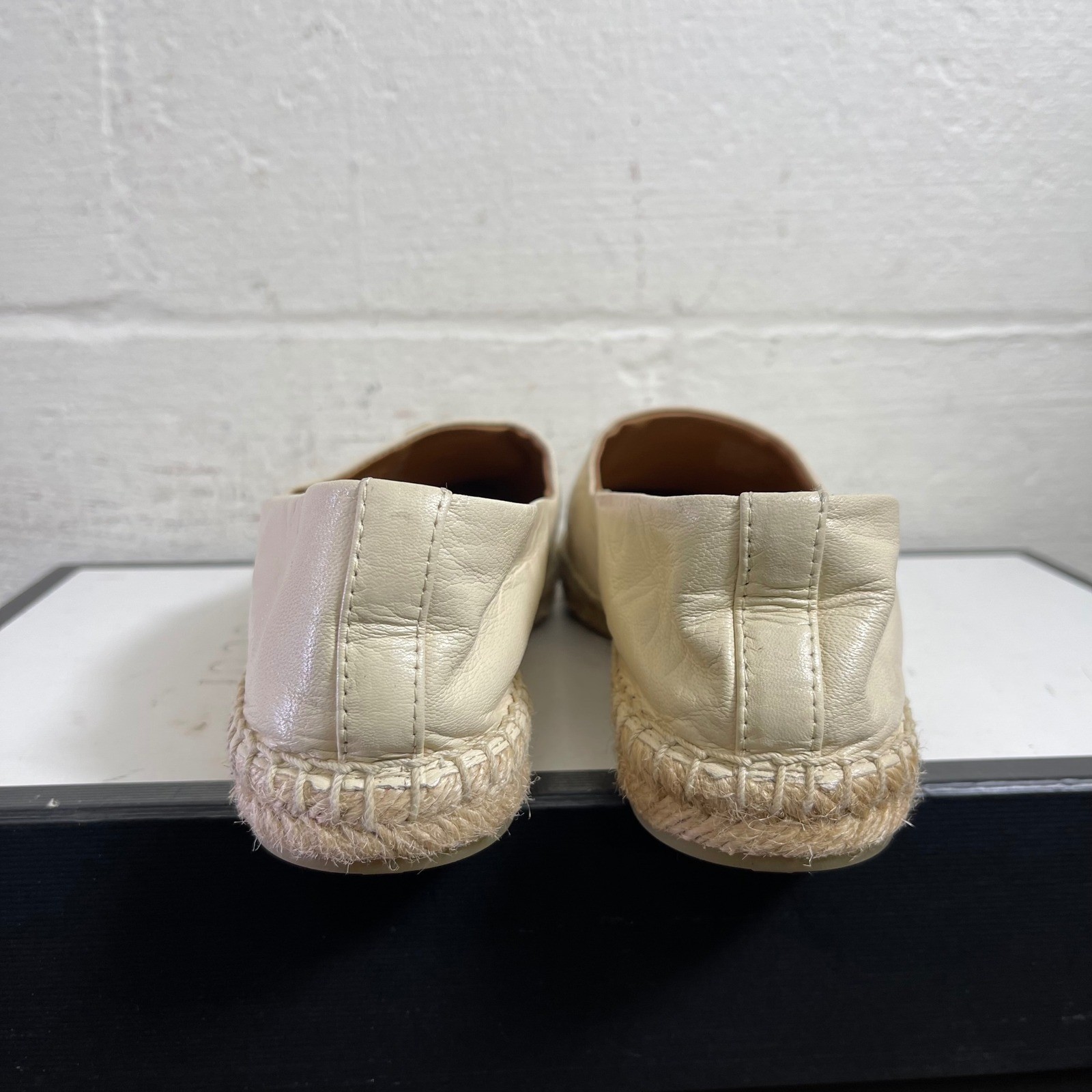 TORY BURCH Eleanor Logo Espadrille Cream Leather Slip On Women's Size 5.5 M thumbnail 8